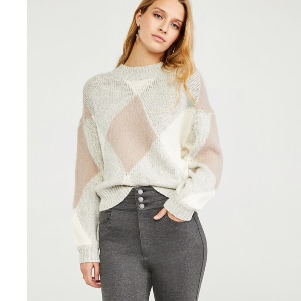 Ann Taylor Argyle Drop Shoulder Sweater